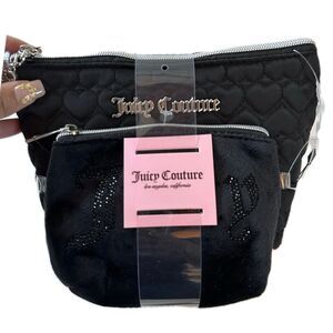 NWT Juicy Couture Dual Velvet Quilted Travel Cosmetic Bags Toiletry Bottle